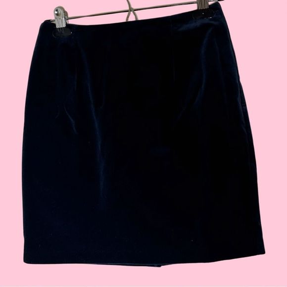 Vintage Hugo Buscati Women's mini Skirt Velvet navy blue vtg sz 8 back slit - Picture 1 of 10